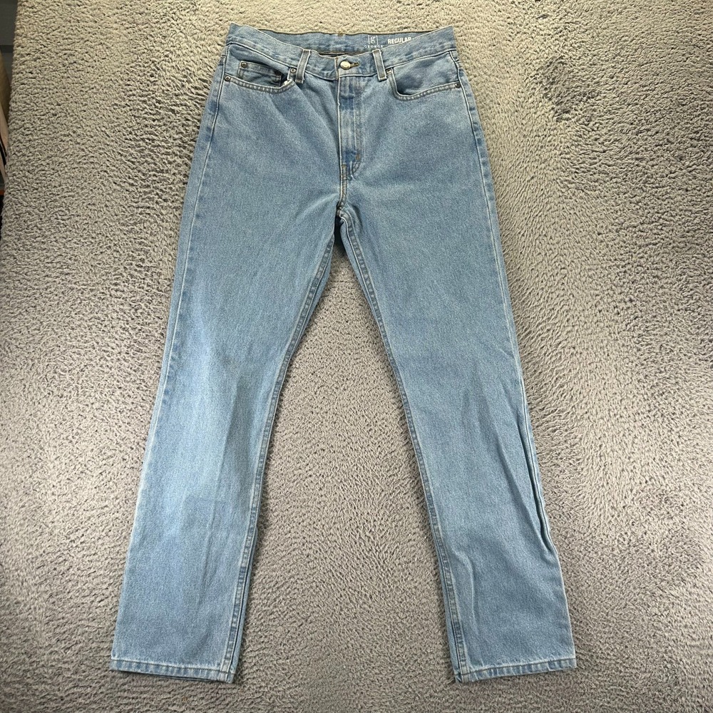 George Jeans Mens 30x32 Blue Cotton Denim Straight Travel Light Wash‎ Workwear